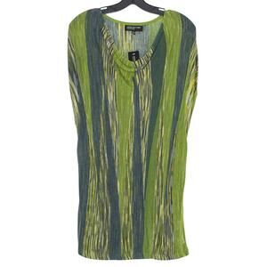 NWT Jones New York Tunic Top Linen Sheer Cowl Boho Earthy Minimalist Green XL